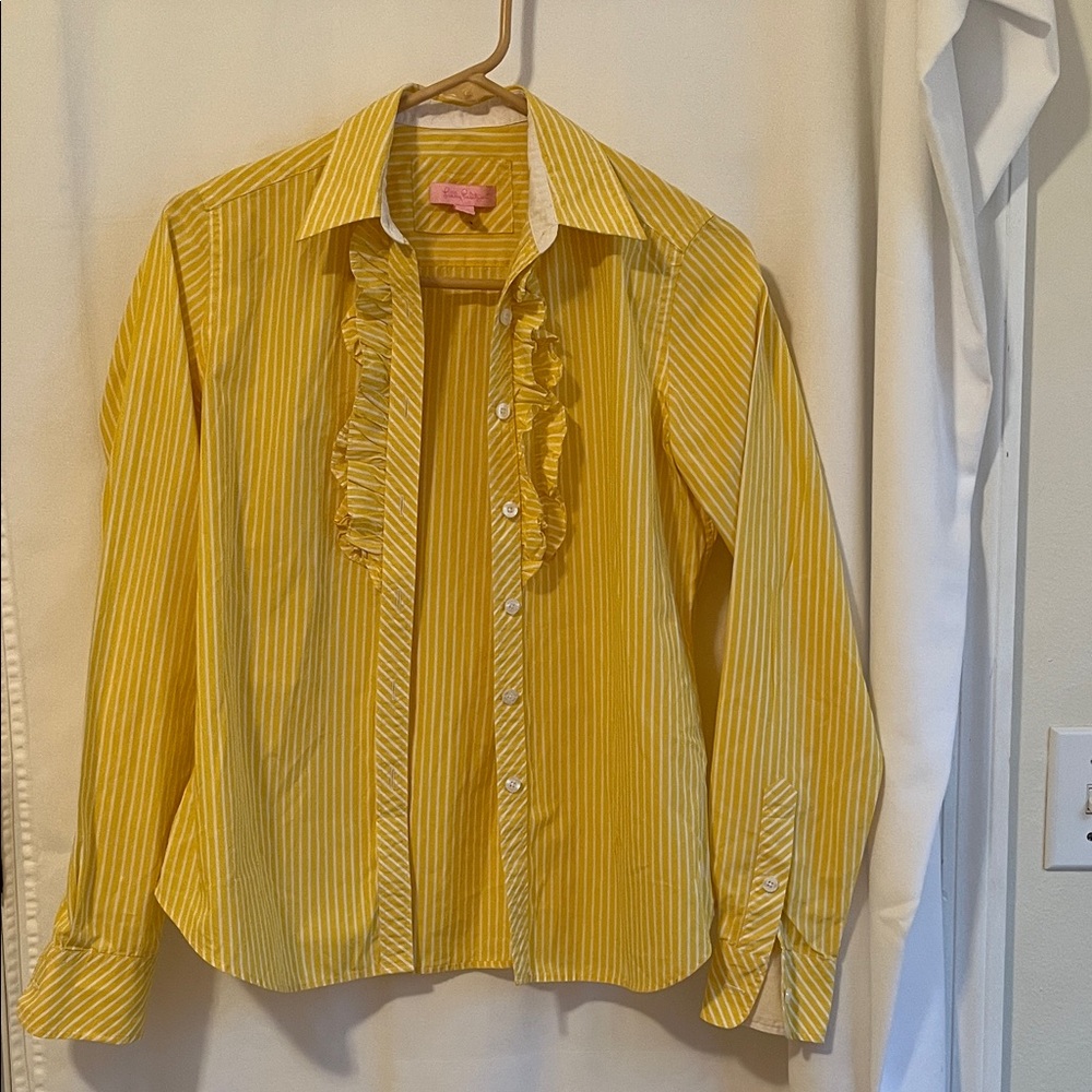 Lilly Pulitzer Yellow Striped Button Down Shirt